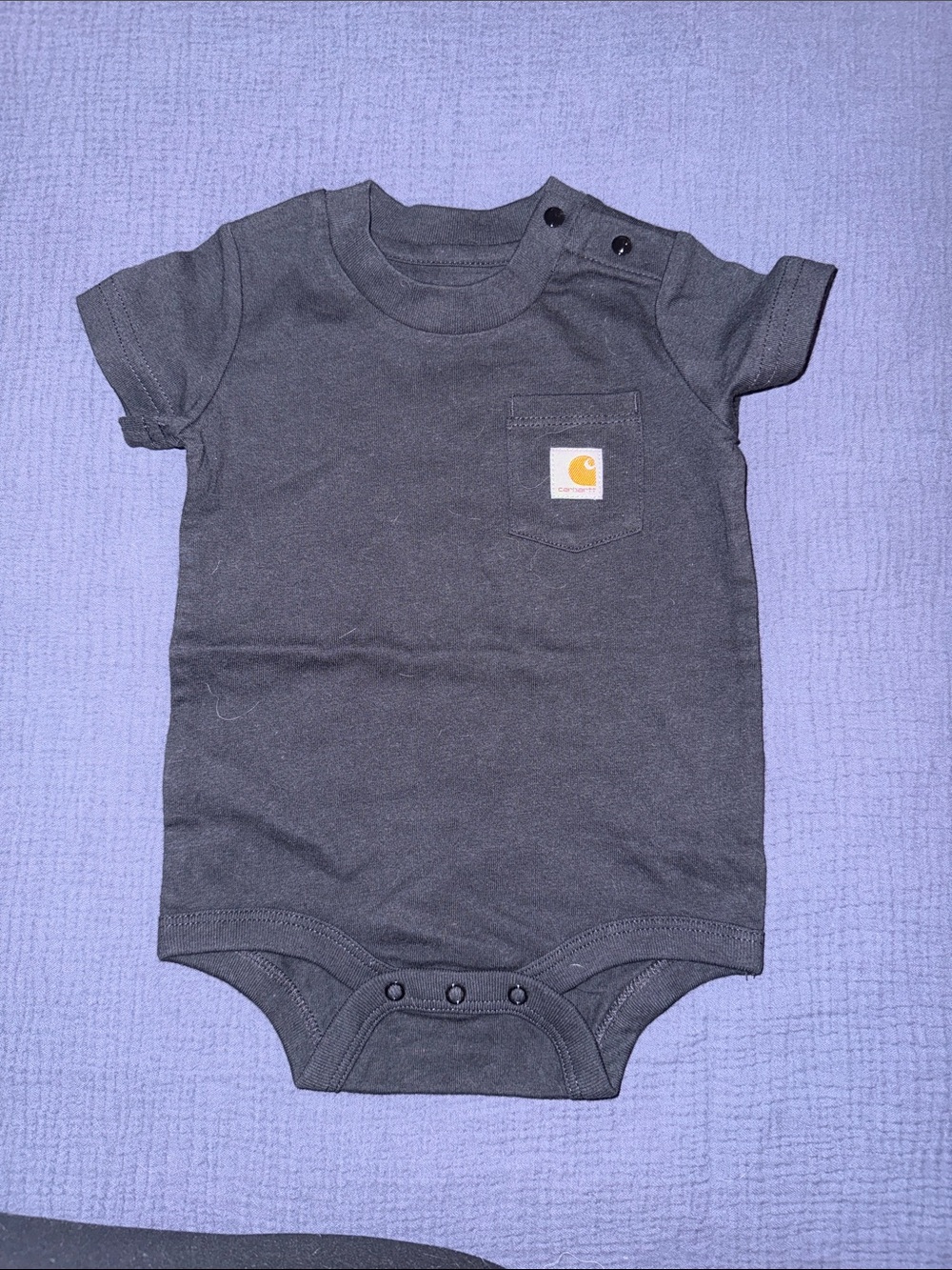Carhartt Toddler Black Short-Sleeve Pocket Onesie with Logo Patch